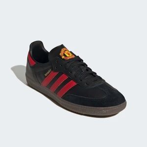NWT Samba Originals Manchester United Sneakers Black Red Size Men 5.5/Wmn 7.5